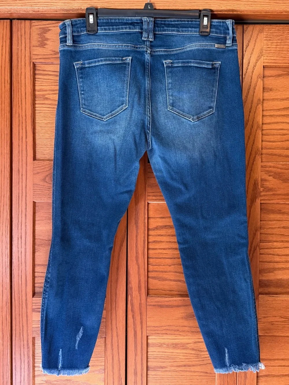 KanCan Women's Dark Blue Distressed Skinny Jeans with Button-Fly size 31